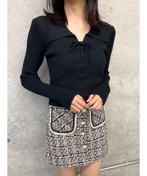 PHILLY（フィリー）の「WC/レースアップエリツキニット（ニット/セーター・レディース・ブラウン/グレー/ブラック・FREE）」の6枚目の写真