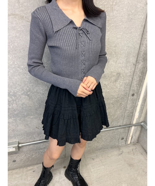 PHILLY（フィリー）の「WC/レースアップエリツキニット（ニット/セーター・レディース・ブラウン/グレー/ブラック・FREE）」の7枚目の写真