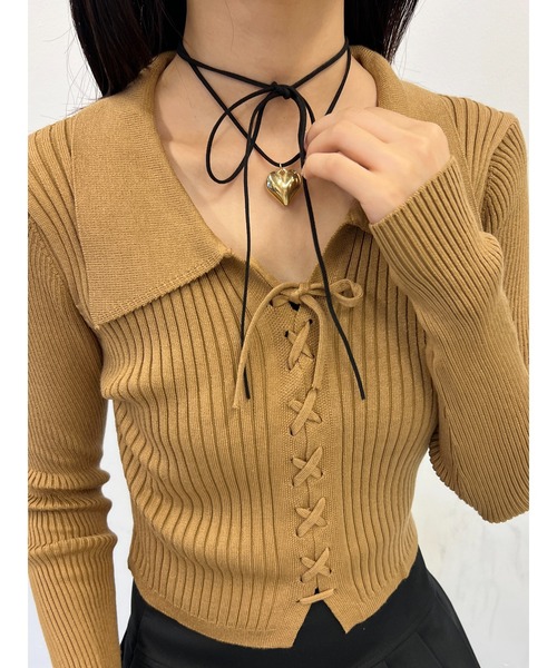 PHILLY（フィリー）の「WC/レースアップエリツキニット（ニット/セーター・レディース・ブラウン/グレー/ブラック・FREE）」の12枚目の写真