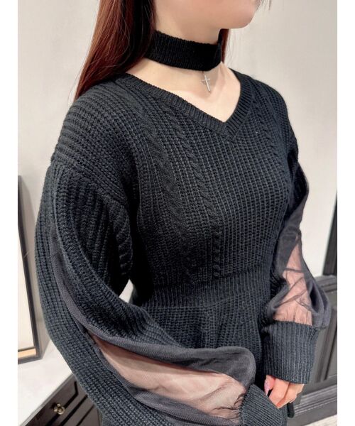 EATME（イートミー）の「スリットスリーブニットフレアワンピース（ワンピース・レディース・ブルー/ブラック・FREE）」の20枚目の写真