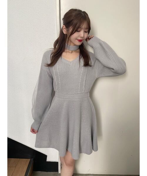 EATME（イートミー）の「スリットスリーブニットフレアワンピース（ワンピース・レディース・ブルー/ブラック・FREE）」の22枚目の写真