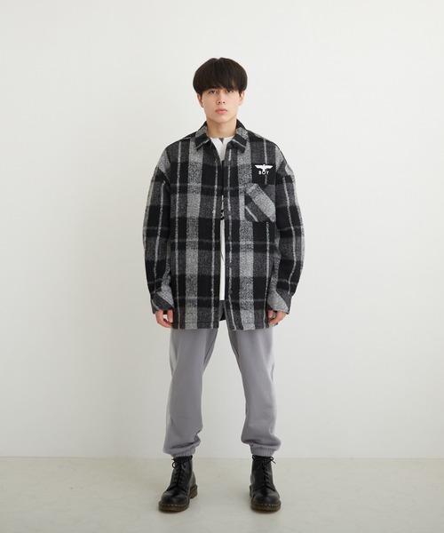 BOY LONDON（ボーイロンドン）の「【BOY LONDON】SHAGGY CHECK COACH JACKET（ブルゾン・メンズ・ブラック・L/M/S）」の6枚目の写真