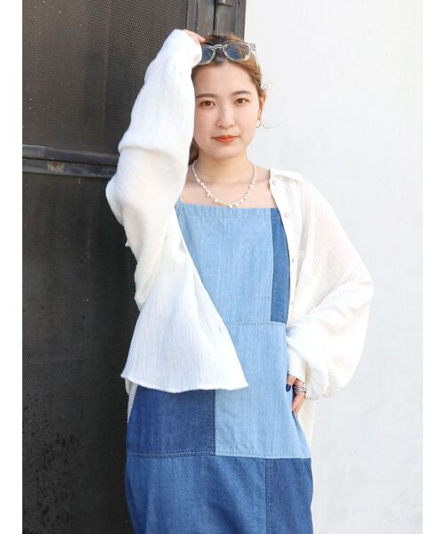 Ungrid（アングリッド）の「楊柳ビッグルーズシャツ（シャツ/ブラウス・レディース・イエロー/オフホワイト/ブルー・FREE）」の8枚目の写真