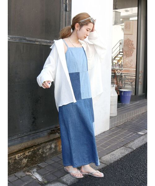 Ungrid（アングリッド）の「楊柳ビッグルーズシャツ（シャツ/ブラウス・レディース・イエロー/オフホワイト/ブルー・FREE）」の7枚目の写真