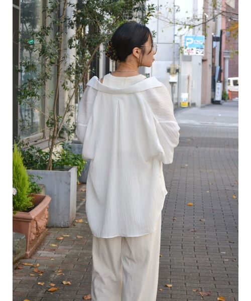 Ungrid（アングリッド）の「楊柳ビッグルーズシャツ（シャツ/ブラウス・レディース・イエロー/オフホワイト/ブルー・FREE）」の19枚目の写真