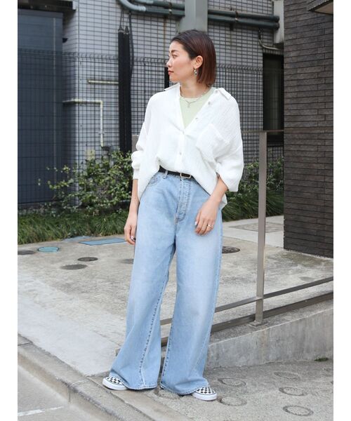 Ungrid（アングリッド）の「楊柳ビッグルーズシャツ（シャツ/ブラウス・レディース・イエロー/オフホワイト/ブルー・FREE）」の13枚目の写真