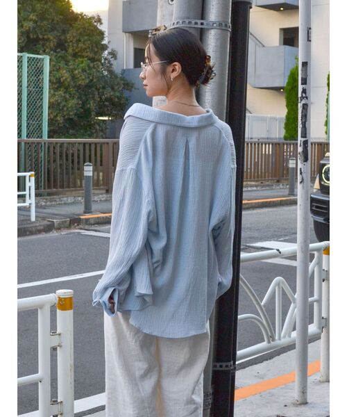 Ungrid（アングリッド）の「楊柳ビッグルーズシャツ（シャツ/ブラウス・レディース・イエロー/オフホワイト/ブルー・FREE）」の22枚目の写真