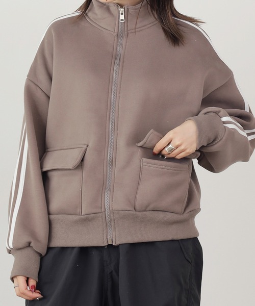 ROOPTOKYO（ループトウキョウ）の「▲SIDE LINE POCKET TRACK JACKET / サイドラインポケットトラックジャケット（ブルゾン・レディース・ベージュ/ブラック/ブラウン/グレー/ライトブラウン/アイボリー・FREE）」の6枚目の写真