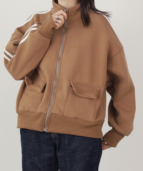 ROOPTOKYO（ループトウキョウ）の「▲SIDE LINE POCKET TRACK JACKET / サイドラインポケットトラックジャケット（ブルゾン・レディース・ベージュ/ブラック/ブラウン/グレー/ライトブラウン/アイボリー・FREE）」の4枚目の写真