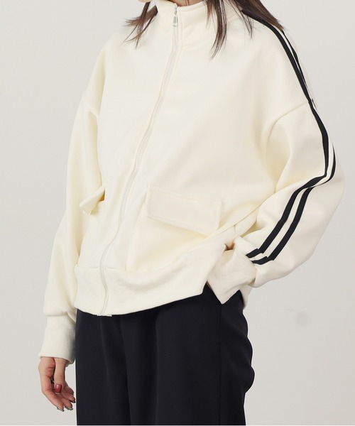 ROOPTOKYO（ループトウキョウ）の「▲SIDE LINE POCKET TRACK JACKET / サイドラインポケットトラックジャケット（ブルゾン・レディース・ベージュ/ブラック/ブラウン/グレー/ライトブラウン/アイボリー・FREE）」の2枚目の写真