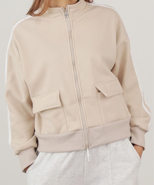 ROOPTOKYO（ループトウキョウ）の「▲SIDE LINE POCKET TRACK JACKET / サイドラインポケットトラックジャケット（ブルゾン・レディース・ベージュ/ブラック/ブラウン/グレー/ライトブラウン/アイボリー・FREE）」の5枚目の写真