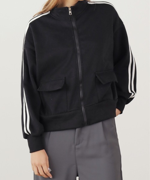 ROOPTOKYO（ループトウキョウ）の「▲SIDE LINE POCKET TRACK JACKET / サイドラインポケットトラックジャケット（ブルゾン・レディース・ベージュ/ブラック/ブラウン/グレー/ライトブラウン/アイボリー・FREE）」の3枚目の写真