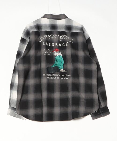 Red Cap Girl（レッドキャプガール）の「【a-r】〔RedCapGirl/レッドキャップガール〕バックイラスト刺繍 オンブレチェック バルーンスリーブ シャツ 長袖（シャツ/ブラウス・レディース・マルチ/ブラック/ブルー/ホワイト/ブラック系その他/ホワイト系その他/ブラウン/ベージュ・LARGE/MEDIUM/X-LARGE）」の22枚目の写真