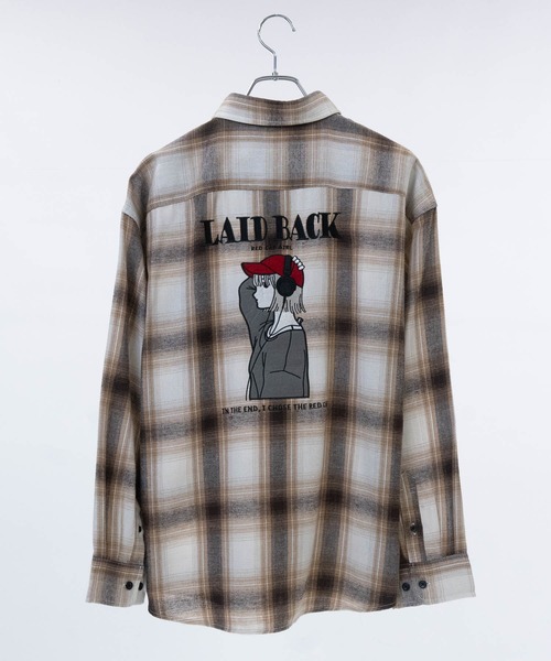 Red Cap Girl（レッドキャプガール）の「【a-r】〔RedCapGirl/レッドキャップガール〕バックイラスト刺繍 オンブレチェック バルーンスリーブ シャツ 長袖（シャツ/ブラウス・レディース・マルチ/ブラック/ブルー/ホワイト/ブラック系その他/ホワイト系その他/ブラウン/ベージュ・LARGE/MEDIUM/X-LARGE）」の6枚目の写真