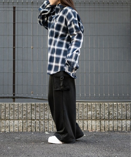 オンブレチェック】X-LARGEスリーブ刺繍ロゴ古着ブラック長袖