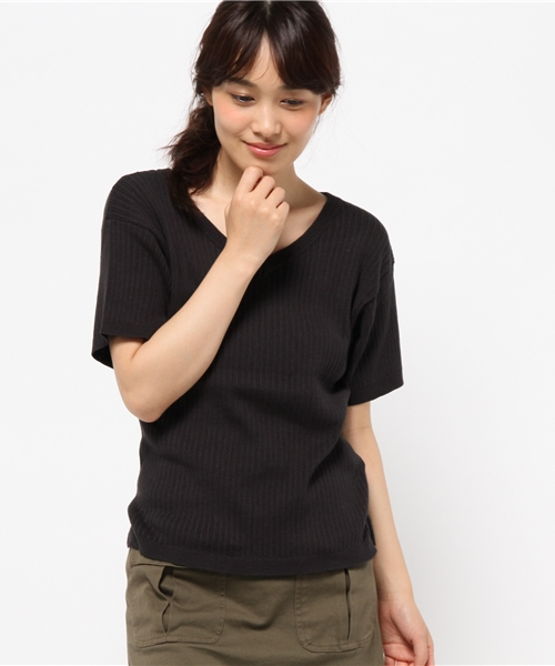 Kastane（カスタネ）の「変形リブVプルオーバー（ニット/セーター・レディース・カーキ/チャコールグレー/アイボリー・FREE）」の11枚目の写真