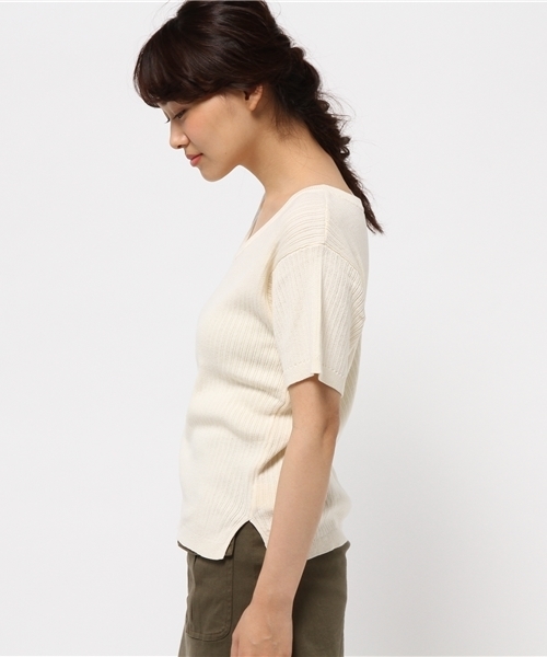 Kastane（カスタネ）の「変形リブVプルオーバー（ニット/セーター・レディース・カーキ/チャコールグレー/アイボリー・FREE）」の7枚目の写真