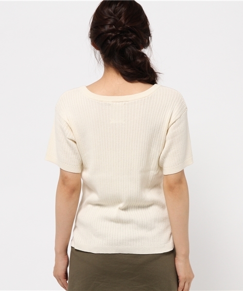 Kastane（カスタネ）の「変形リブVプルオーバー（ニット/セーター・レディース・カーキ/チャコールグレー/アイボリー・FREE）」の8枚目の写真