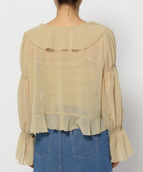 mysty woman（ミスティウーマン）の「シフォンカーデ×ビスチェSET　104483（シャツ/ブラウス・レディース・オフホワイト/モカ/ライトイエロー/ブラック・FREE）」の11枚目の写真