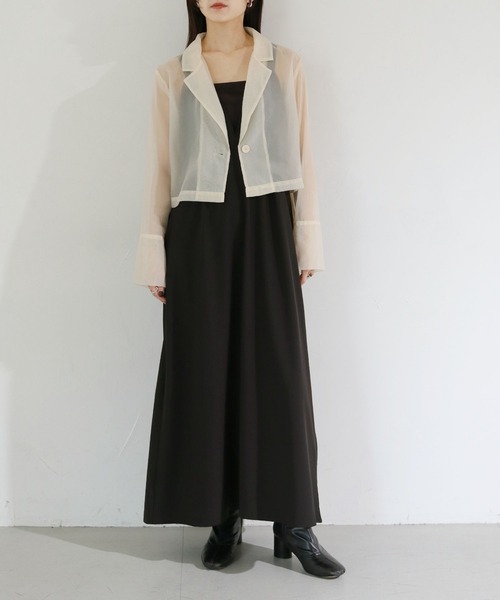 cheriella（シェリエラ）の「【cheriella】WEB限定袖スリットオーガンジージャケット（テーラードジャケット・レディース・アイボリー/ブラック・M）」の11枚目の写真