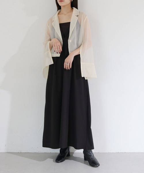 cheriella（シェリエラ）の「【cheriella】WEB限定袖スリットオーガンジージャケット（テーラードジャケット・レディース・アイボリー/ブラック・M）」の10枚目の写真