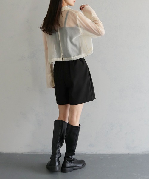 cheriella（シェリエラ）の「【cheriella】WEB限定袖スリットオーガンジージャケット（テーラードジャケット・レディース・アイボリー/ブラック・M）」の9枚目の写真