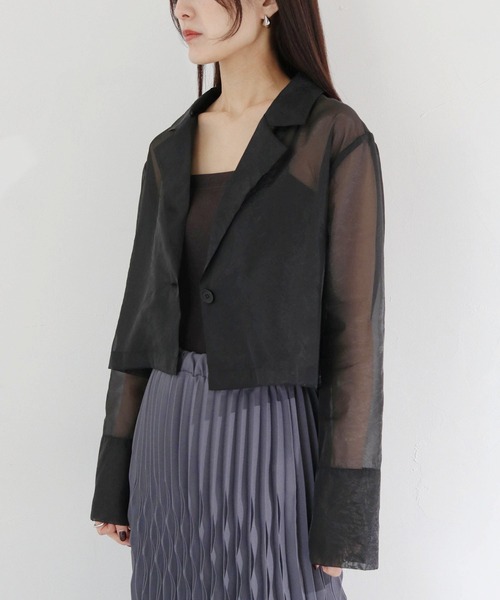 cheriella（シェリエラ）の「【cheriella】WEB限定袖スリットオーガンジージャケット（テーラードジャケット・レディース・アイボリー/ブラック・M）」の15枚目の写真