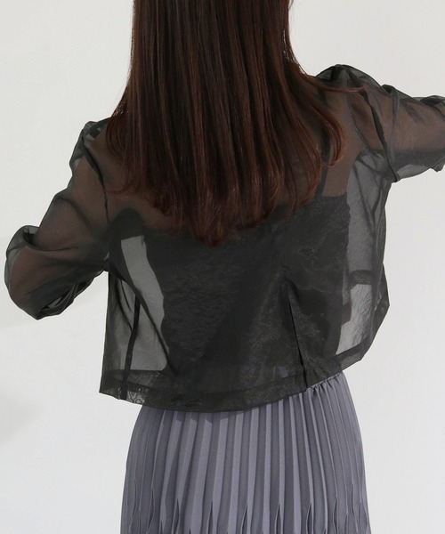 cheriella（シェリエラ）の「【cheriella】WEB限定袖スリットオーガンジージャケット（テーラードジャケット・レディース・アイボリー/ブラック・M）」の17枚目の写真