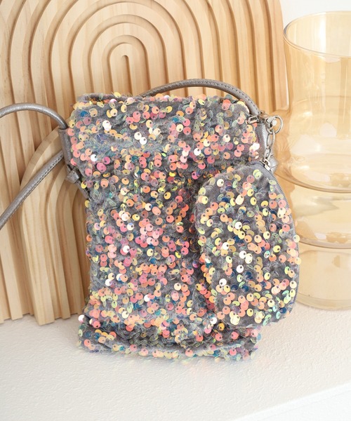 Pisoraro スパンコール スマホポシェット（ショルダーバッグ