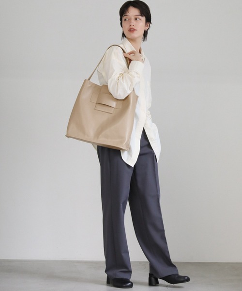 select MOCA（セレクトモカ）の「ビッグトートバッグ（トートバッグ・レディース・ベージュ/ブラック・FREE）」の4枚目の写真