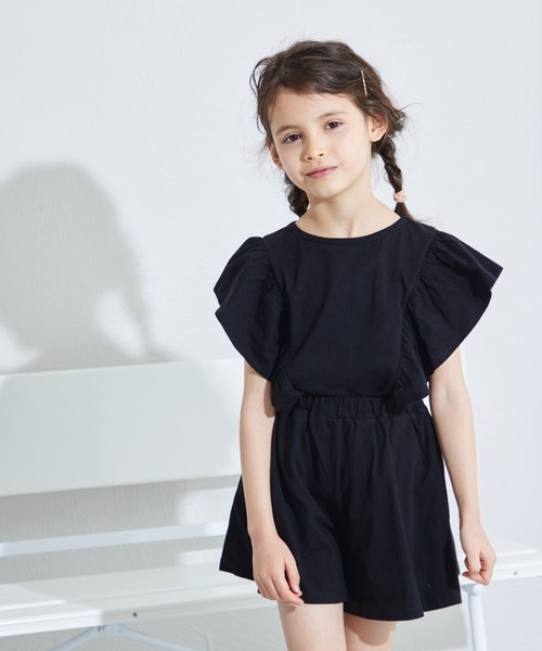 pairmanon（ペアマノン）の「ティアード見え フリルセットアップ（セットアップ・キッズ・ブラック/ピンク/パープル/イエロー系その他・130/110/90/150/120/140/100）」の2枚目の写真