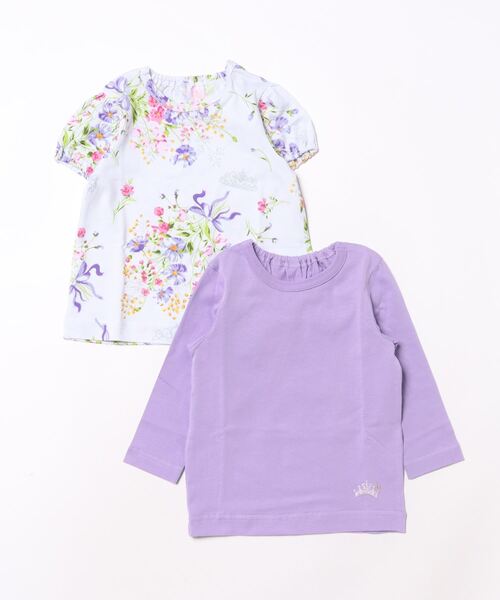HAKKA BABY（ハッカベビー）の「[ベビー]ティアラフラワープリントTシャツセット（Tシャツ/カットソー・キッズ・ピンク/パープル・80ｃｍ/90cm）」の2枚目の写真