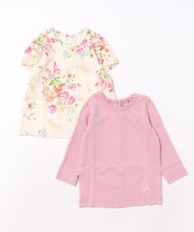 [ベビー]ティアラフラワープリントTシャツセット