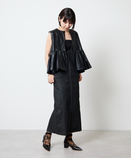 Firsthand(ファーストハンド)の「Firsthand/ファーストハンド 2WAY配色ステッチデニムワンピース(ワンピース・レディース・ブラック/ネイビー・FREE)」の6枚目の写真