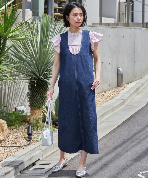 Firsthand(ファーストハンド)の「Firsthand/ファーストハンド 2WAY配色ステッチデニムワンピース(ワンピース・レディース・ブラック/ネイビー・FREE)」の17枚目の写真