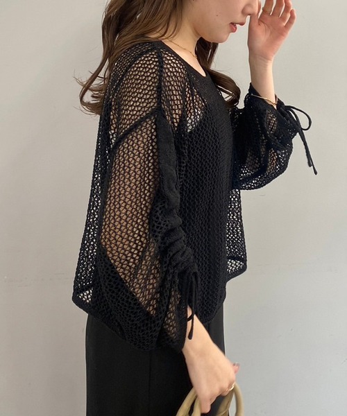 one after another NICE CLAUP(ワンアフターアナザーナイスクラップ)の「メッシュニットトップス【ZOZO限定商品】(Tシャツ/カットソー・レディース・ブラック/グレイッシュベージュ/ナチュラル・FREE)」の22枚目の写真