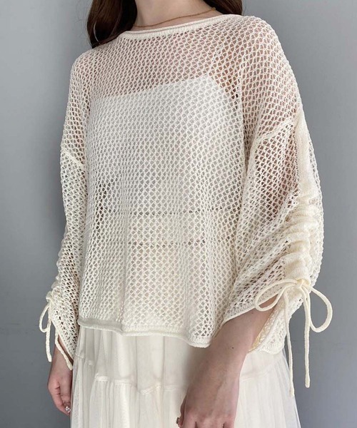 one after another NICE CLAUP(ワンアフターアナザーナイスクラップ)の「メッシュニットトップス【ZOZO限定商品】(Tシャツ/カットソー・レディース・ブラック/グレイッシュベージュ/ナチュラル・FREE)」の7枚目の写真