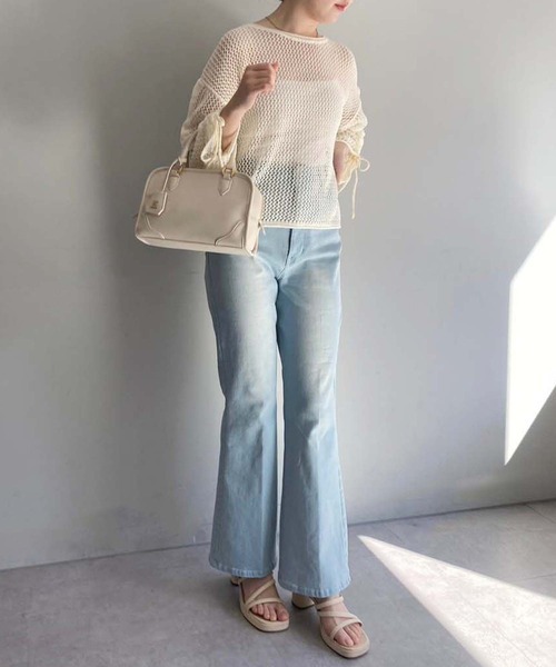 one after another NICE CLAUP(ワンアフターアナザーナイスクラップ)の「メッシュニットトップス【ZOZO限定商品】(Tシャツ/カットソー・レディース・ブラック/グレイッシュベージュ/ナチュラル・FREE)」の8枚目の写真