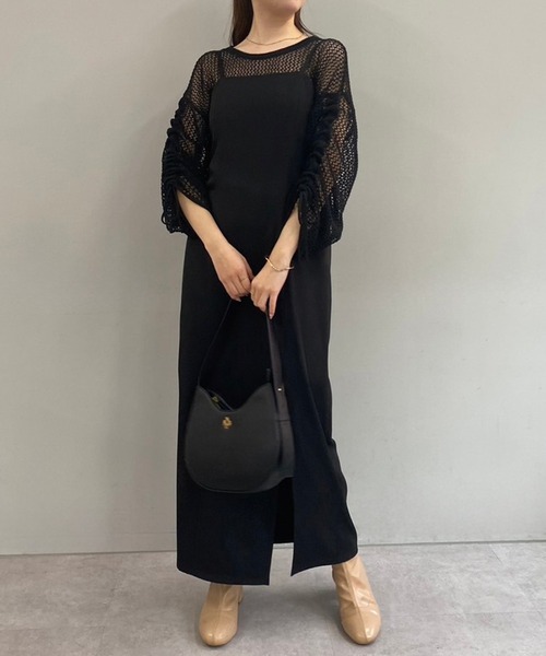 one after another NICE CLAUP(ワンアフターアナザーナイスクラップ)の「メッシュニットトップス【ZOZO限定商品】(Tシャツ/カットソー・レディース・ブラック/グレイッシュベージュ/ナチュラル・FREE)」の13枚目の写真