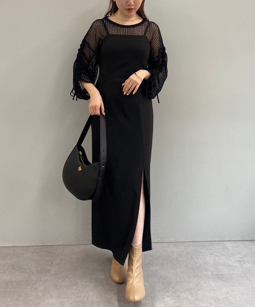 one after another NICE CLAUP(ワンアフターアナザーナイスクラップ)の「メッシュニットトップス【ZOZO限定商品】(Tシャツ/カットソー・レディース・ブラック/グレイッシュベージュ/ナチュラル・FREE)」の14枚目の写真