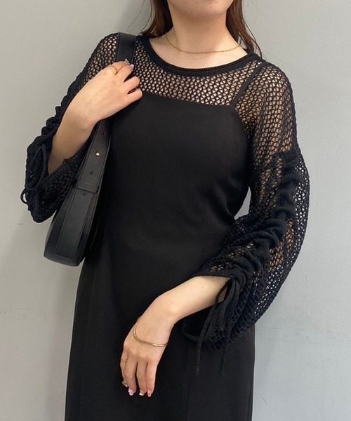 one after another NICE CLAUP(ワンアフターアナザーナイスクラップ)の「メッシュニットトップス【ZOZO限定商品】(Tシャツ/カットソー・レディース・ブラック/グレイッシュベージュ/ナチュラル・FREE)」の17枚目の写真