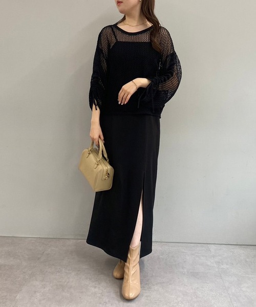 one after another NICE CLAUP(ワンアフターアナザーナイスクラップ)の「メッシュニットトップス【ZOZO限定商品】(Tシャツ/カットソー・レディース・ブラック/グレイッシュベージュ/ナチュラル・FREE)」の20枚目の写真