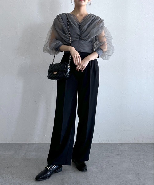 mysty woman（ミスティウーマン）の「［追加1］ビシルエットテーパードパンツ 111385（スラックス・レディース・グレー/ブラック/アイボリー/ライトグリーン・SMALL/MEDIUM）」の21枚目の写真