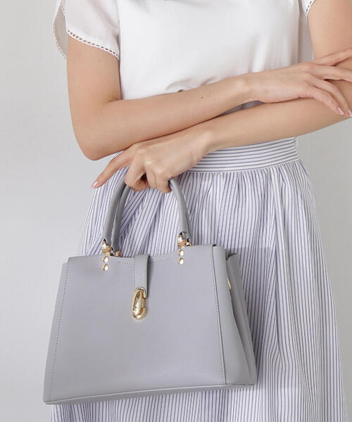 EDIT COLOGNE（エディットコロン）の「オーバルモチーフトートバッグ（トートバッグ・レディース・ブラック/グレー/ベージュ・ﾌﾘ-）」の6枚目の写真