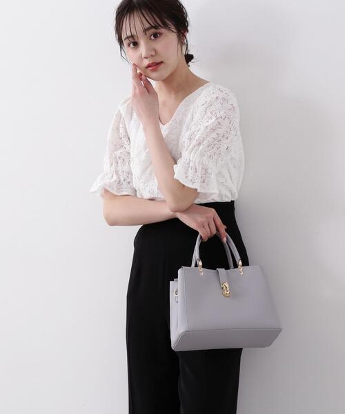 EDIT COLOGNE（エディットコロン）の「オーバルモチーフトートバッグ（トートバッグ・レディース・ブラック/グレー/ベージュ・ﾌﾘ-）」の7枚目の写真