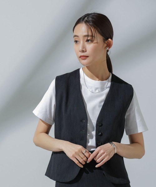 NANO universe(ナノユニバース)の「Anti Soaked(R) 汗染み防止 クルーネックTシャツ(Tシャツ/カットソー・レディース・チャコール/グレー系その他4/ホワイト/ブラック・S/M/L)」の2枚目の写真