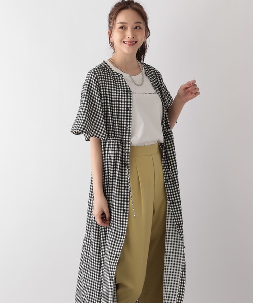 GLOBAL WORK(グローバルワーク)の「さらさらリラックスワンピース半袖/986454(ワンピース・レディース・ブラック系その他/ブルー系6/チェック/スミクロ/ネイビー系8/グリーン系8・M/L)」の9枚目の写真