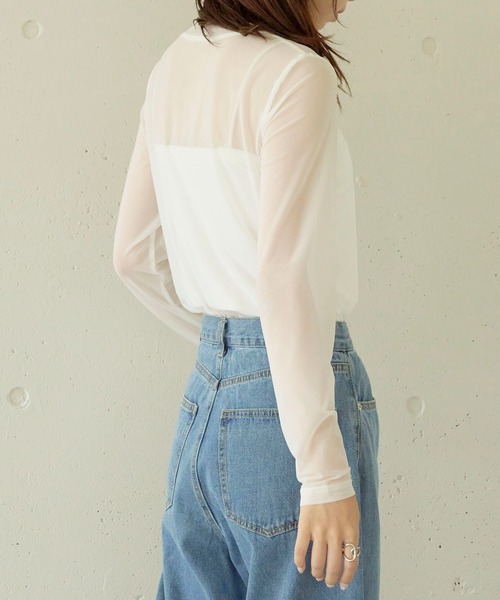 MAISON BREEZE reveur(メゾンブリーズレヴール)の「【MAISON BREEZE】Tulle sheer tops crew neck チュールシアートップス(Tシャツ/カットソー・レディース・パープル/ホワイト/グリーン/ブラック/グレー/レッド/ブラウン・FREE)」の9枚目の写真