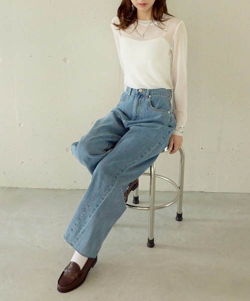 MAISON BREEZE reveur(メゾンブリーズレヴール)の「【MAISON BREEZE】Tulle sheer tops crew neck チュールシアートップス(Tシャツ/カットソー・レディース・パープル/ホワイト/グリーン/ブラック/グレー/レッド/ブラウン・FREE)」の14枚目の写真