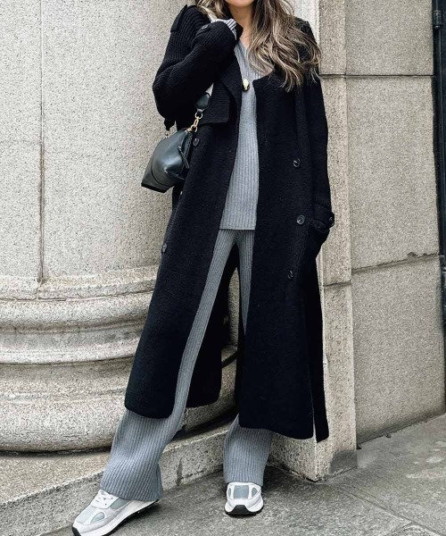 esutoreja（エストレジャ）の「ロングニットカーディガン（カーディガン/ボレロ・レディース・ブラック/ベージュ・FREE）」の3枚目の写真